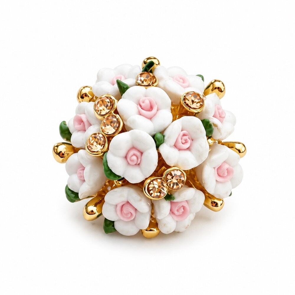 Vintage Premier Designs "In Bloom" Bouquet Ring - Sz 9